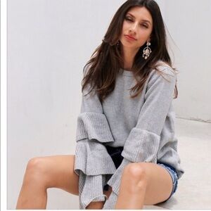 POOF Gray Sweater Tiered Ruffle Sleeve